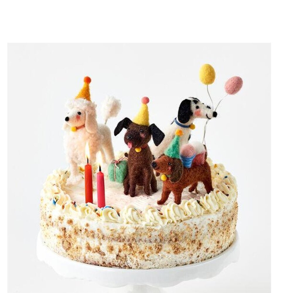 Woolen Dog Cake Toppers (set/4)